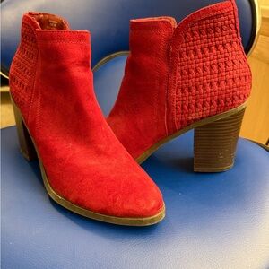 Red Suede Ankle Boots Sz 10